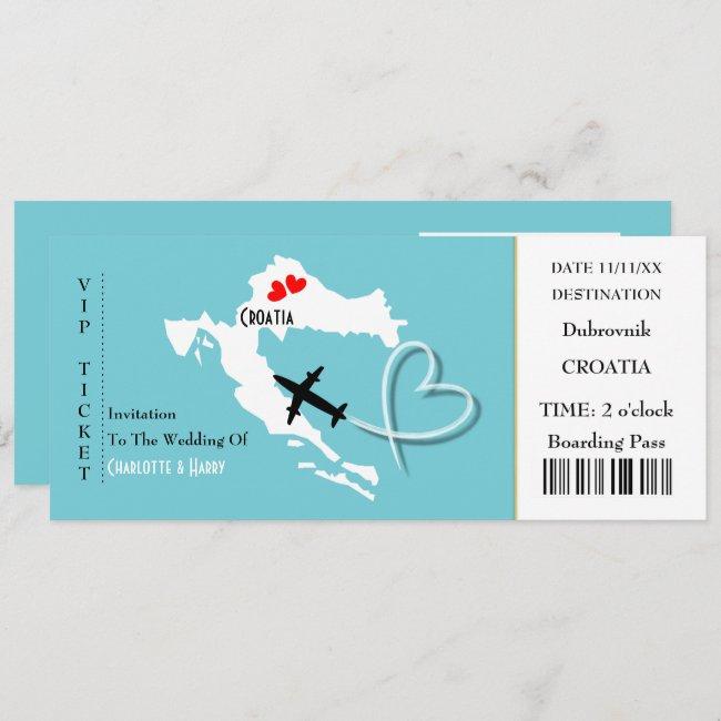 Ticket Boarding Pass Wedding Destination Croatia