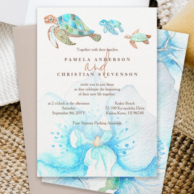 Tropical Blue Orchid & Sea Turtles Wedding