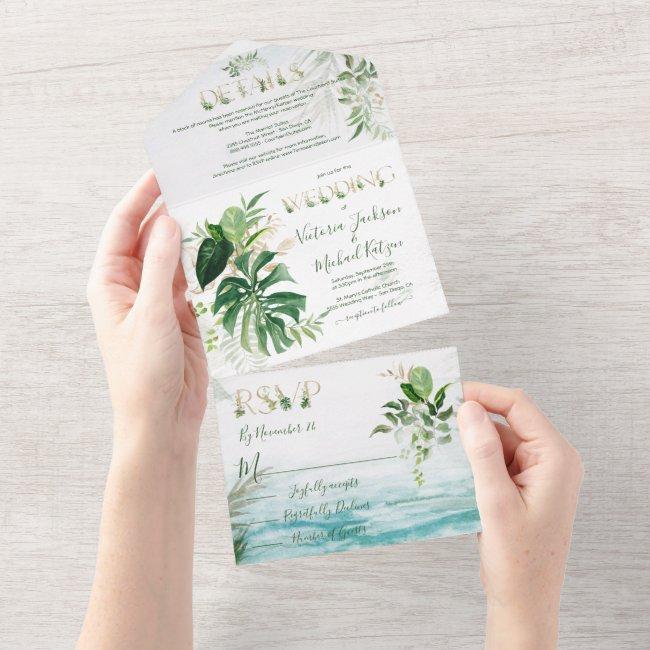 Tropical Leaves Beach Wedding All In One