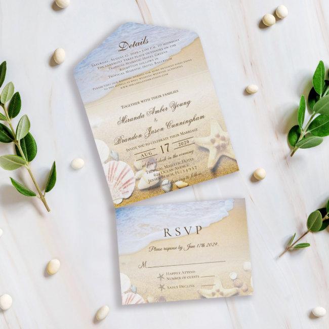 Tropical Starfish And Shells Summer Beach Wedding All In One