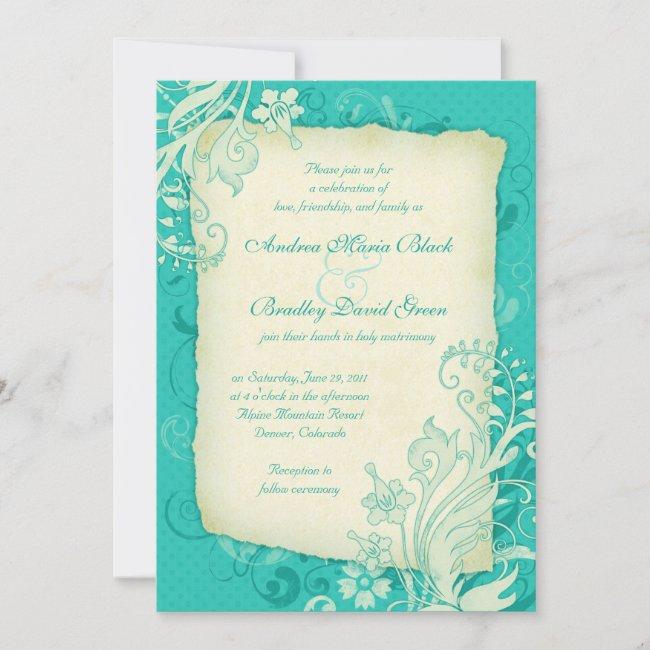 Turquoise And Ivory Floral Wedding