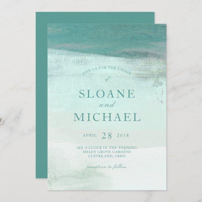 Turquoise Ombre Watercolor Wash Beach Wedding