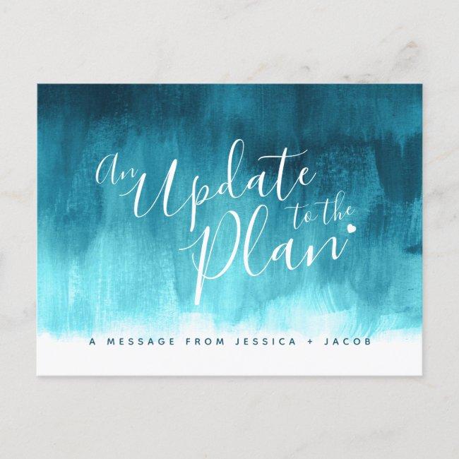 Update To Plan Aqua Wash Heart Wedding Cancelled Announcement Post