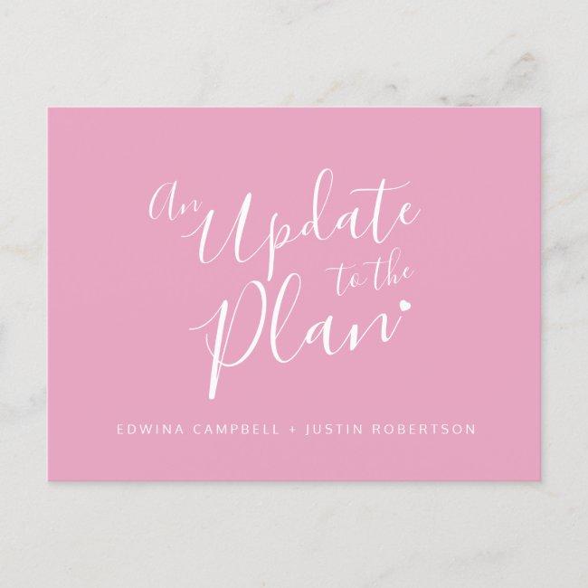 Update To Plan Pink White Heart Wedding Cancelled Announcement Post
