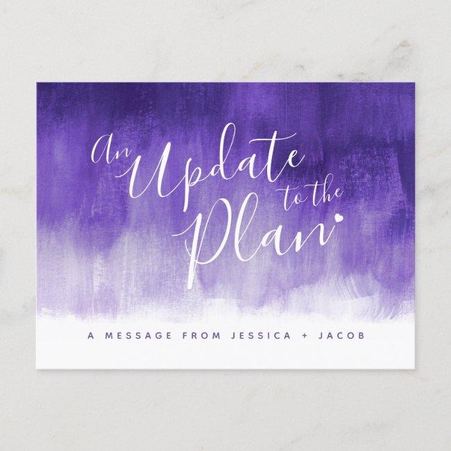 Update To Plan Purple Wash Heart Wedding Cancelled Announcement Post