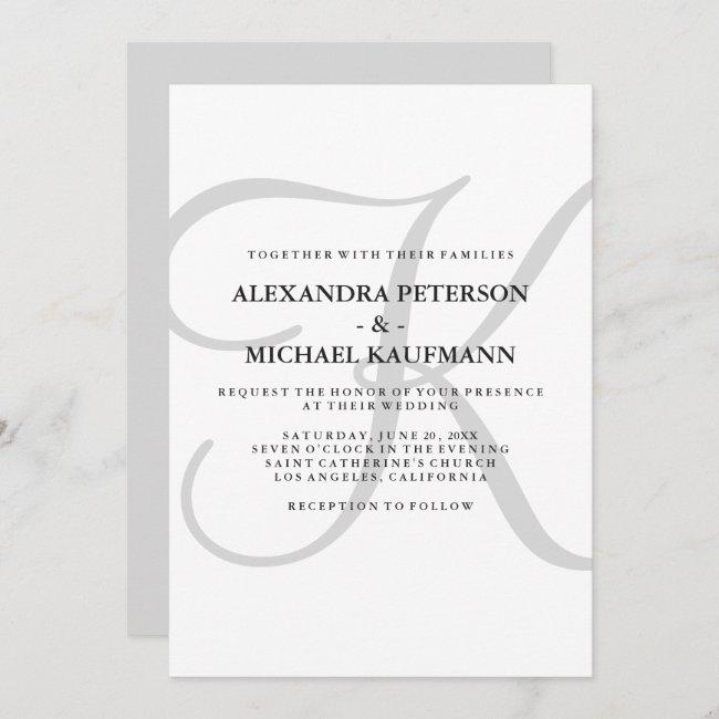 Vertical Modern Classic Monogram In Gray Wedding