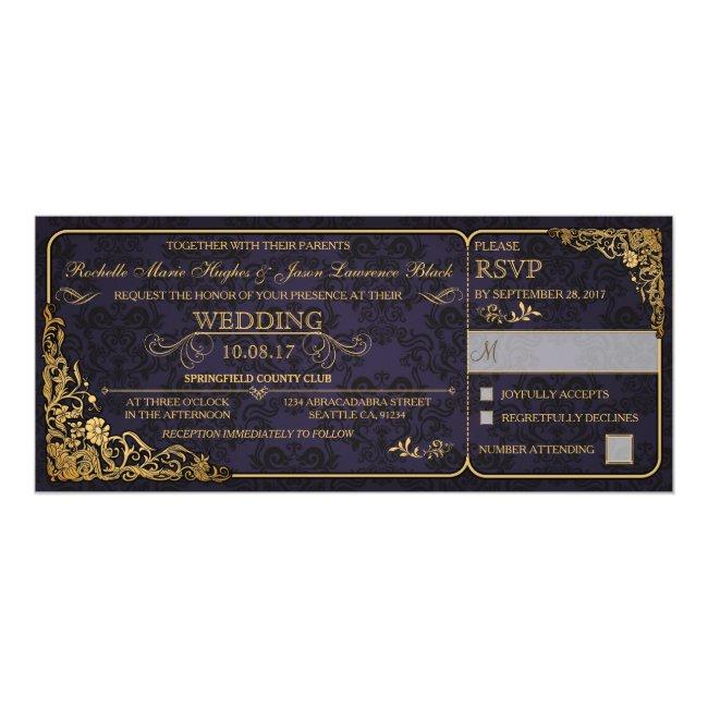 Victorian Wedding Ticket  W/ Rsvp