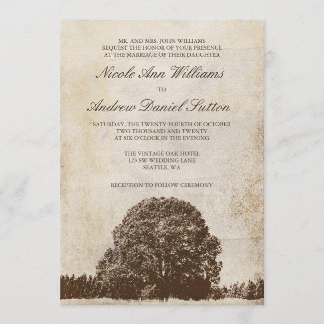 Vintage Brown Oak Tree Wedding