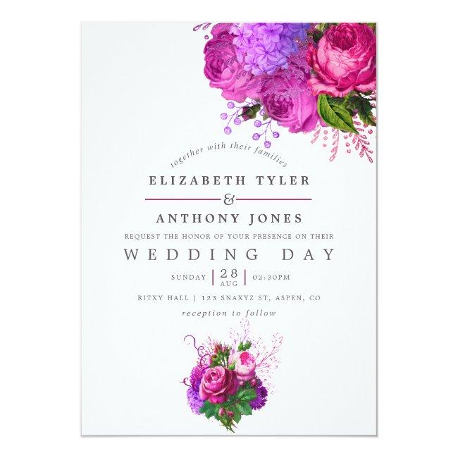 Vintage Fuchsia And Purple Shabby Floral Wedding