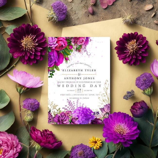 Vintage Fuchsia And Purple Shabby Floral Wedding