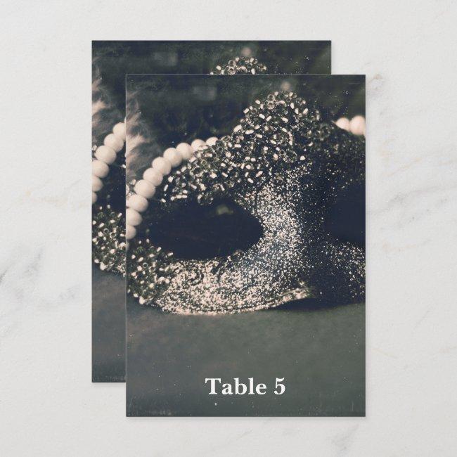 Vintage Glam Old Photo Masquerade Table Number
