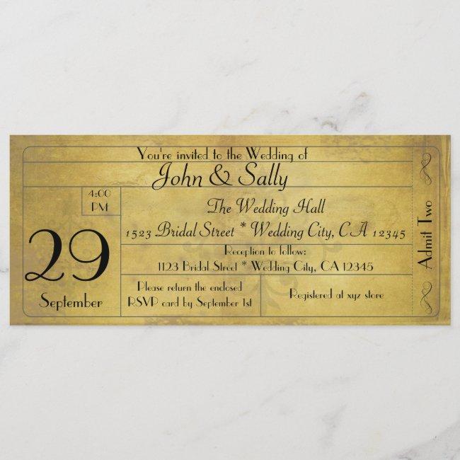 Vintage Old Style Wedding Ticket