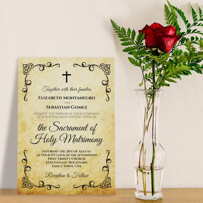 Vintage Parchment Catholic Nuptial Mass Wedding