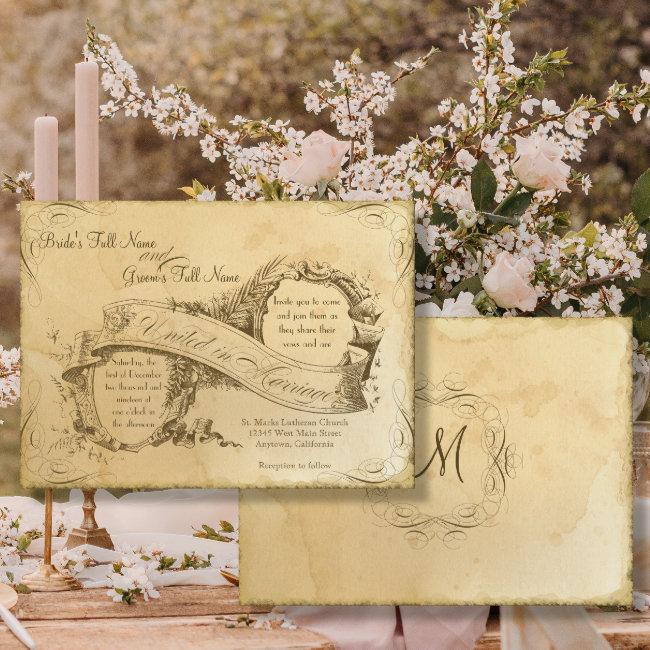 Vintage Parchment Elegant Script Tea Wedding