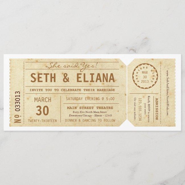 Vintage Playbill Ticket Wedding