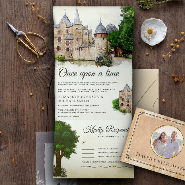 Vintage Rustic Fairytale Castle Story Book Wedding Tri-fold