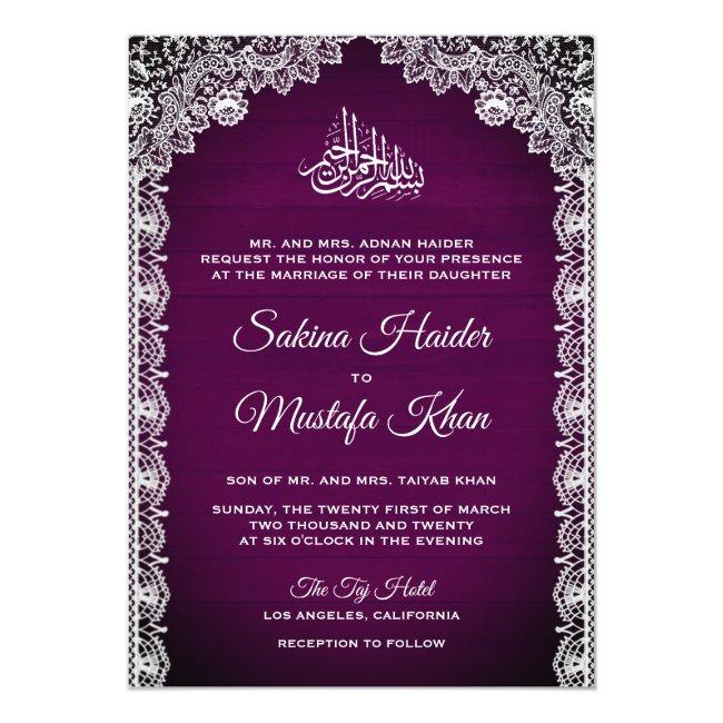 Vintage Rustic Lace Plum Purple Islamic Wedding