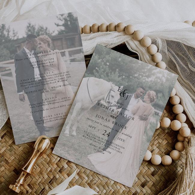 Vintage Script Faded Photo Front And Back Wedding