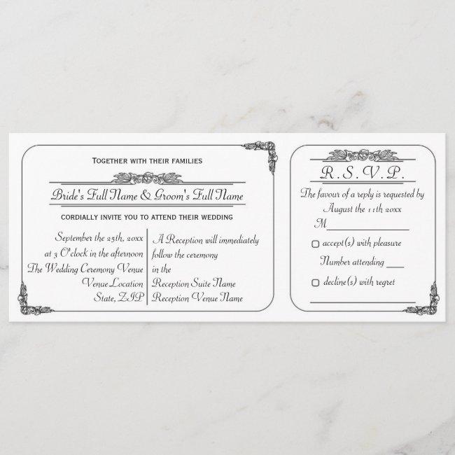 Vintage Ticket Style Wedding  And Rsvp