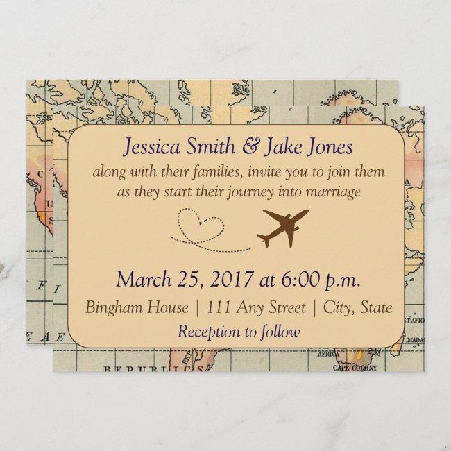 Vintage, Travel Themed Wedding Invite