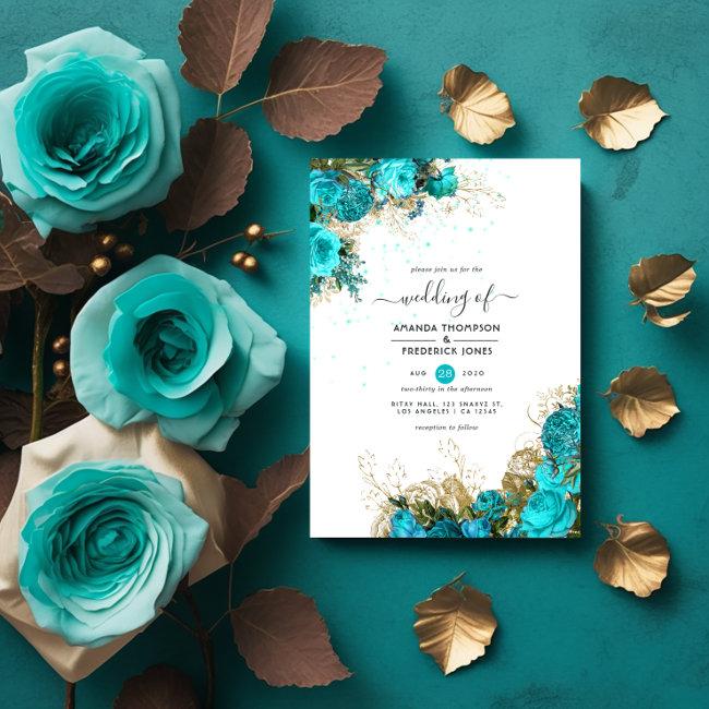 Vintage Turquoise And Gold Shabby Wedding