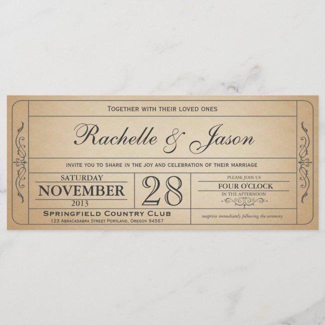 Vintage Wedding Ticket