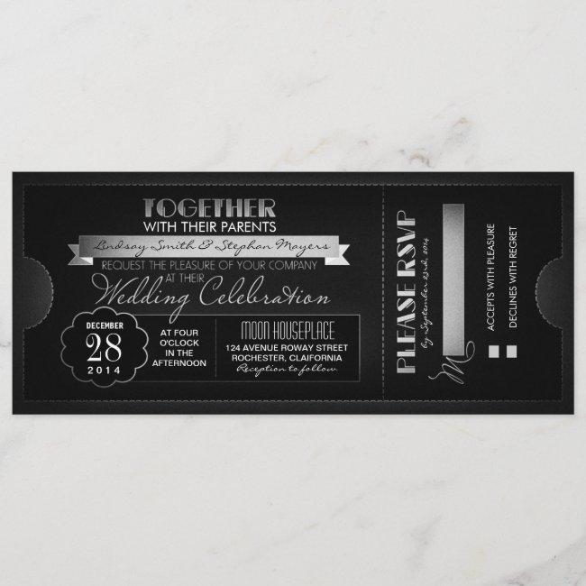 Vintage Wedding Ticket  Black