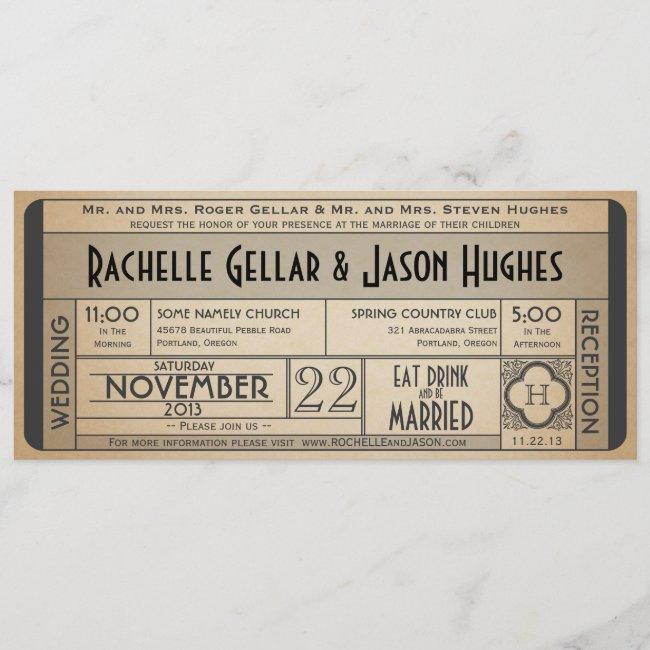 Vintage Wedding Ticket  Iv -- 40s Era