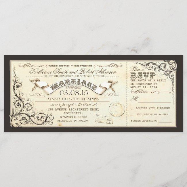 Vintage Wedding Tickets With Elegant Flourishes