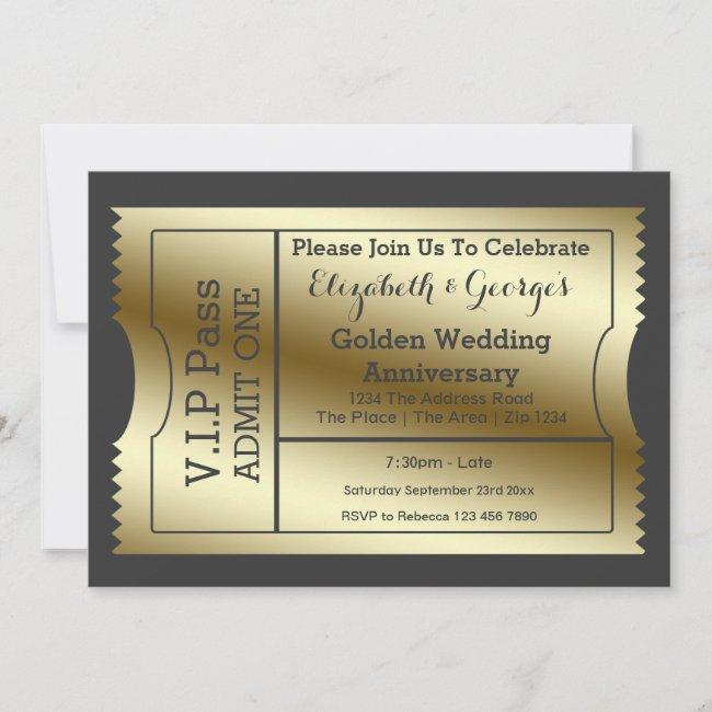 Vip Pass Golden Wedding Anniversary Ticket