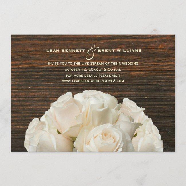 Virtual Live Stream Wedding Rustic White Roses