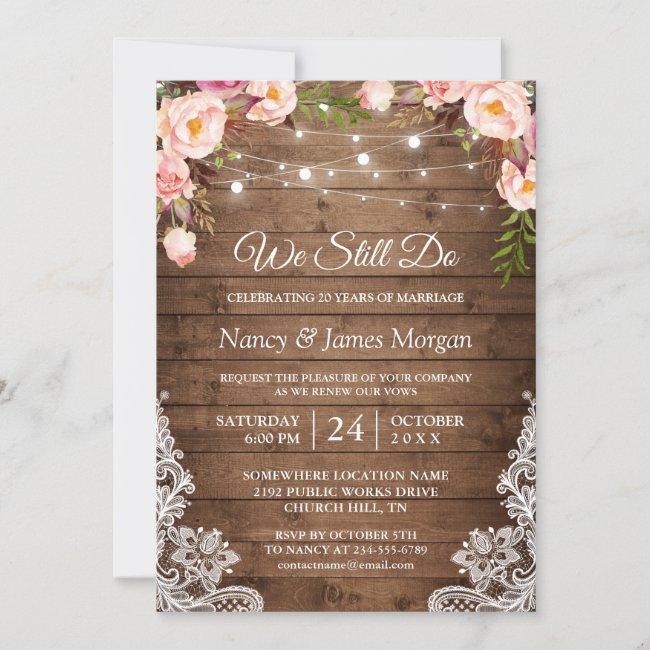 Vow Renewal Rustic Wood String Lights Lace Floral