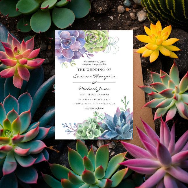Watercolor Desert Cactus Succulents Wedding