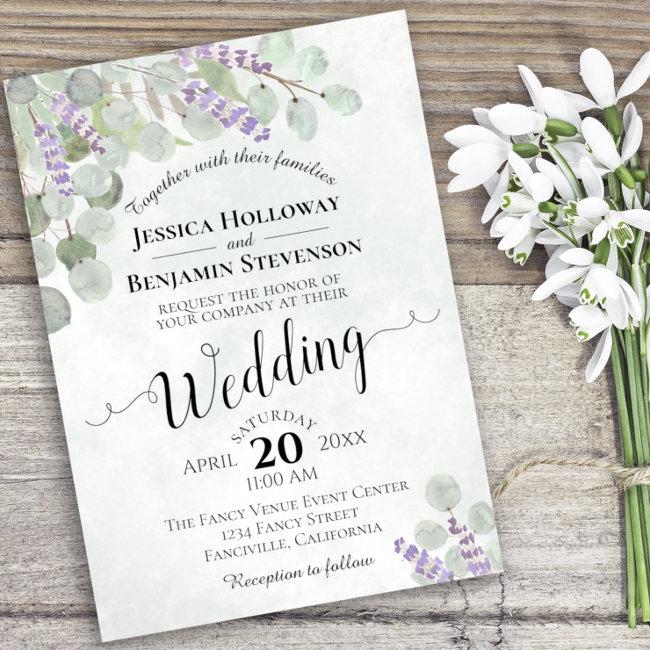 Watercolor Eucalyptus Lavender & Greenery Wedding