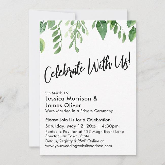 Watercolor Greenery Handwriting Celebrate With Us