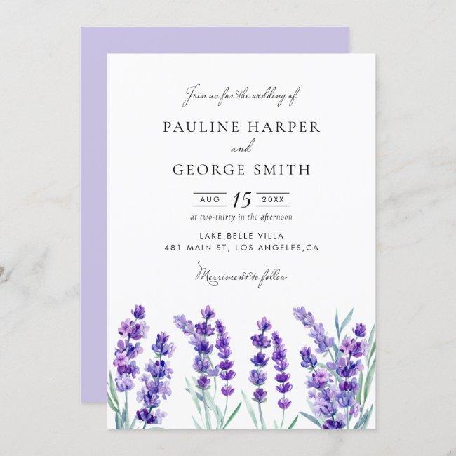 Watercolor Lavender Flowers Spring Wedding