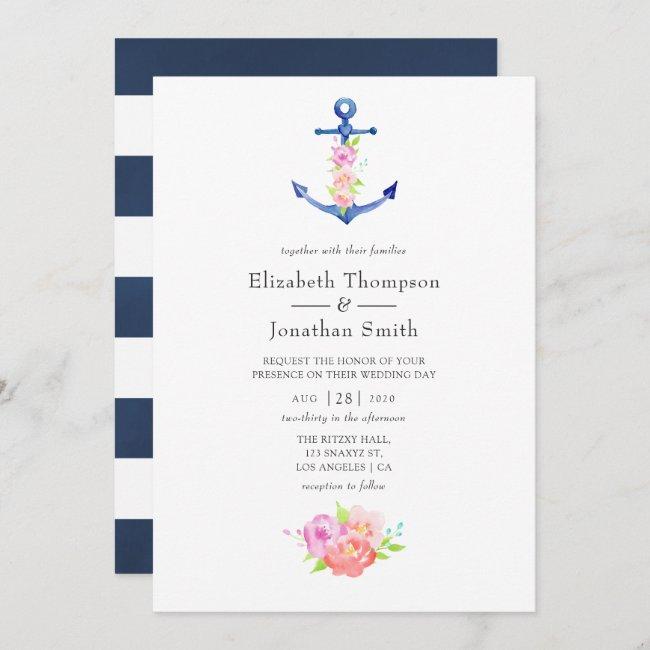 Watercolor Nautical Themed Floral Wedding