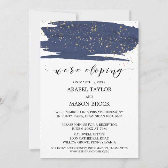 Watercolor Navy And Gold Elopement Reception