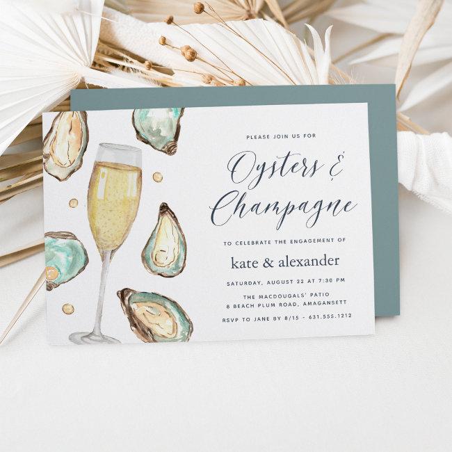 Watercolor Oysters & Champagne Engagement Party