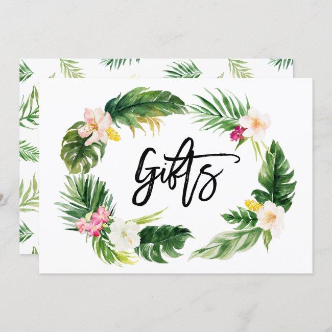 Watercolor Tropical Floral Wreath Gifts Sign