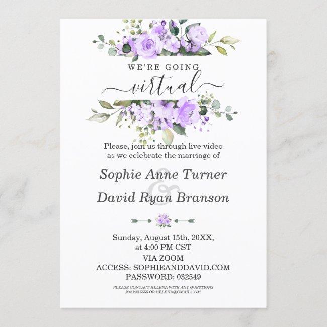 Watercolour Lavender Flowers Virtual Wedding