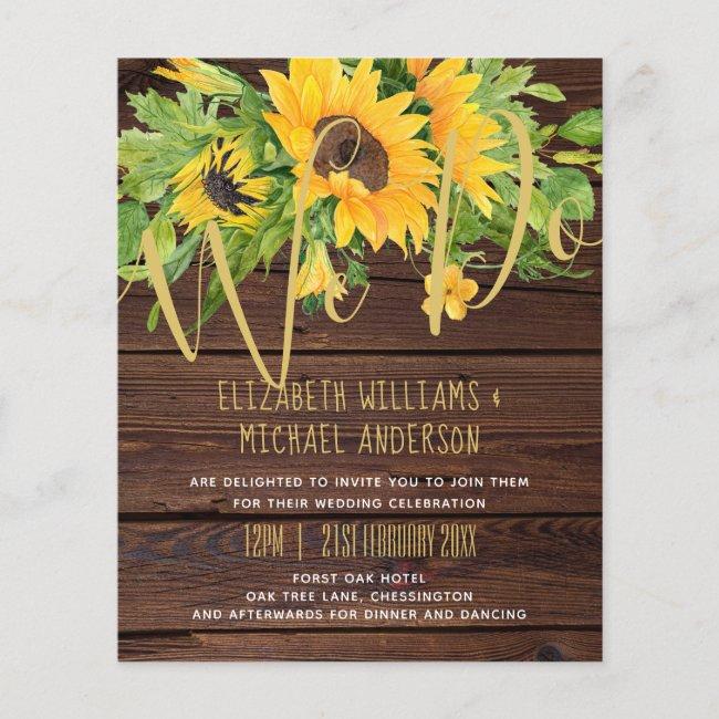 We Do Rustic Sunflowers Wood Boho Wedding Invites