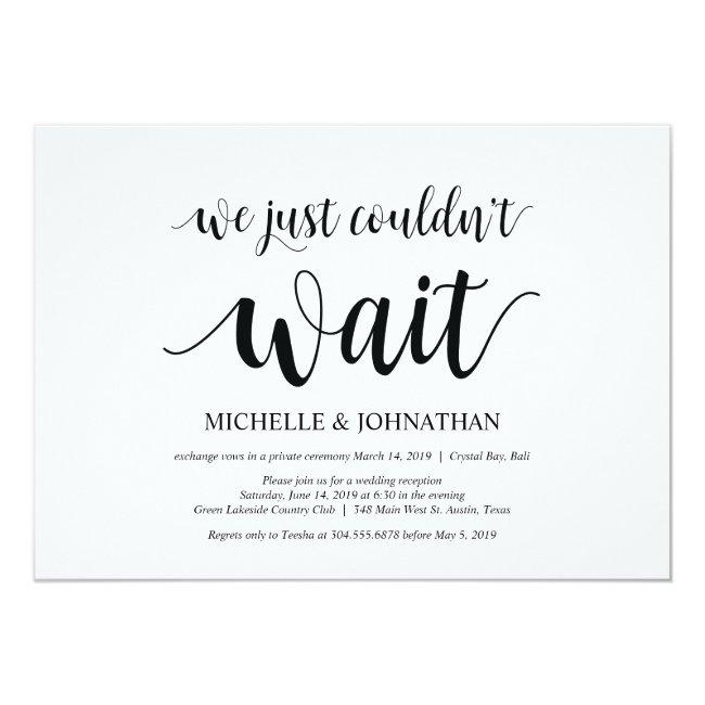 We Just Could Not Wait, Wedding Elopement Invites