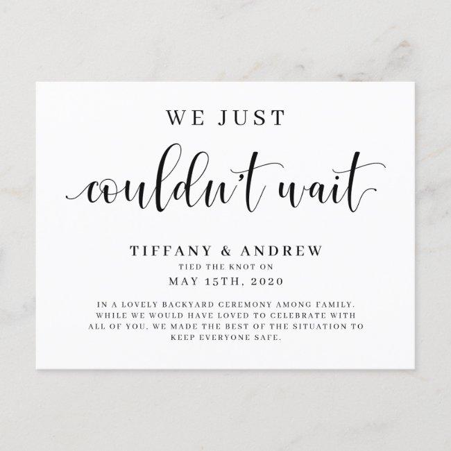 We Just Couldn't Wait Wedding Announcement Post