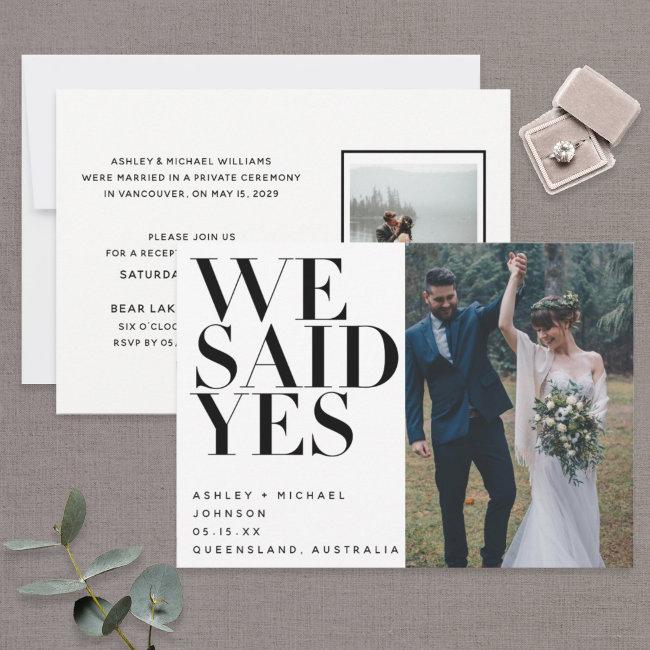 We Said Yes | 2 Photo Wedding Reception Only