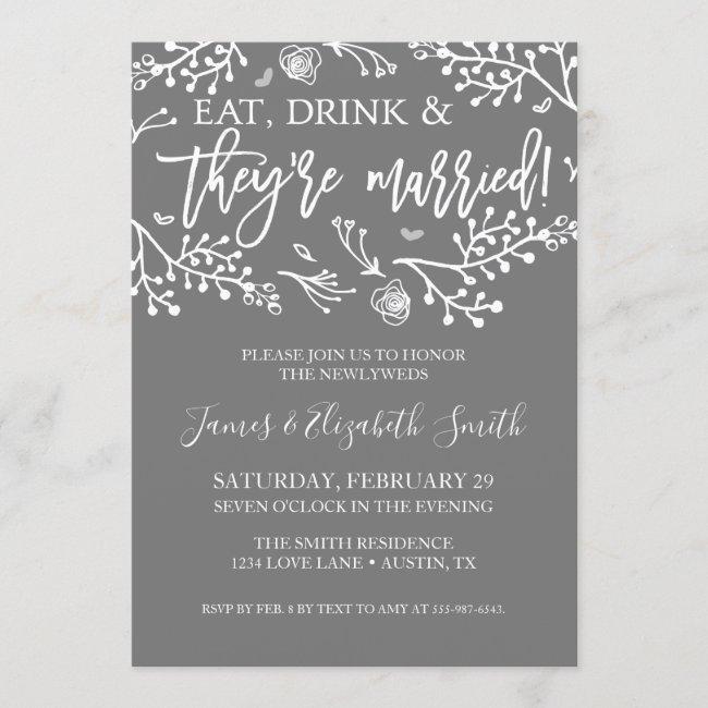 Wedding After Party Invite Gray Floral Announcment