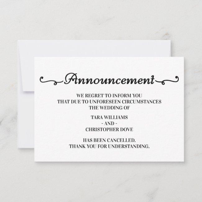 Wedding Announcement Cancellation
