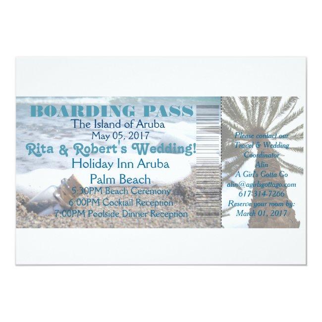 Wedding Boarding Pass Ticket-message In A Bottle