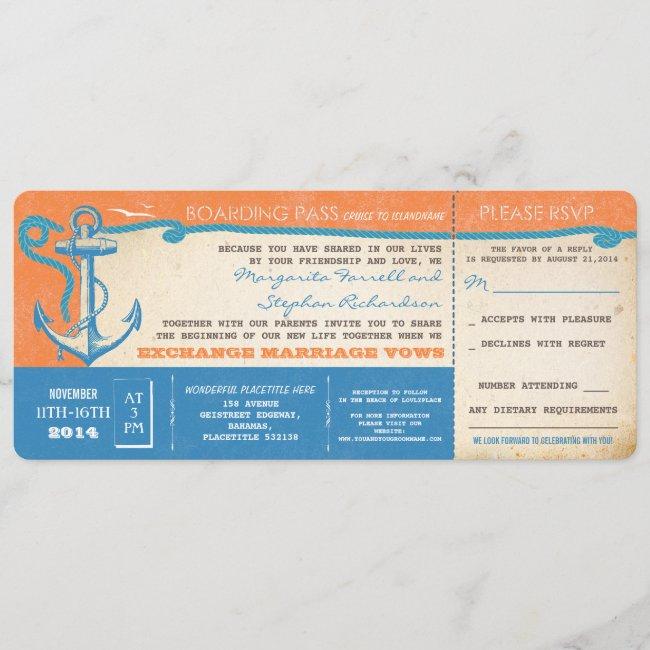 Wedding Boarding Pass-vintage Tickets With Rsvp