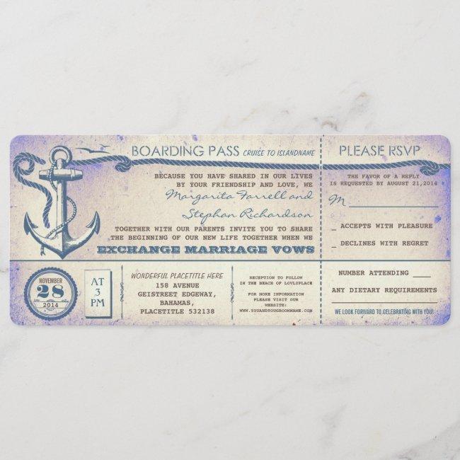 Wedding Boarding Pass-vintage Tickets With Rsvp